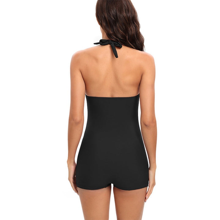 Trendy womens swimsuit romper showcasing modern beach style