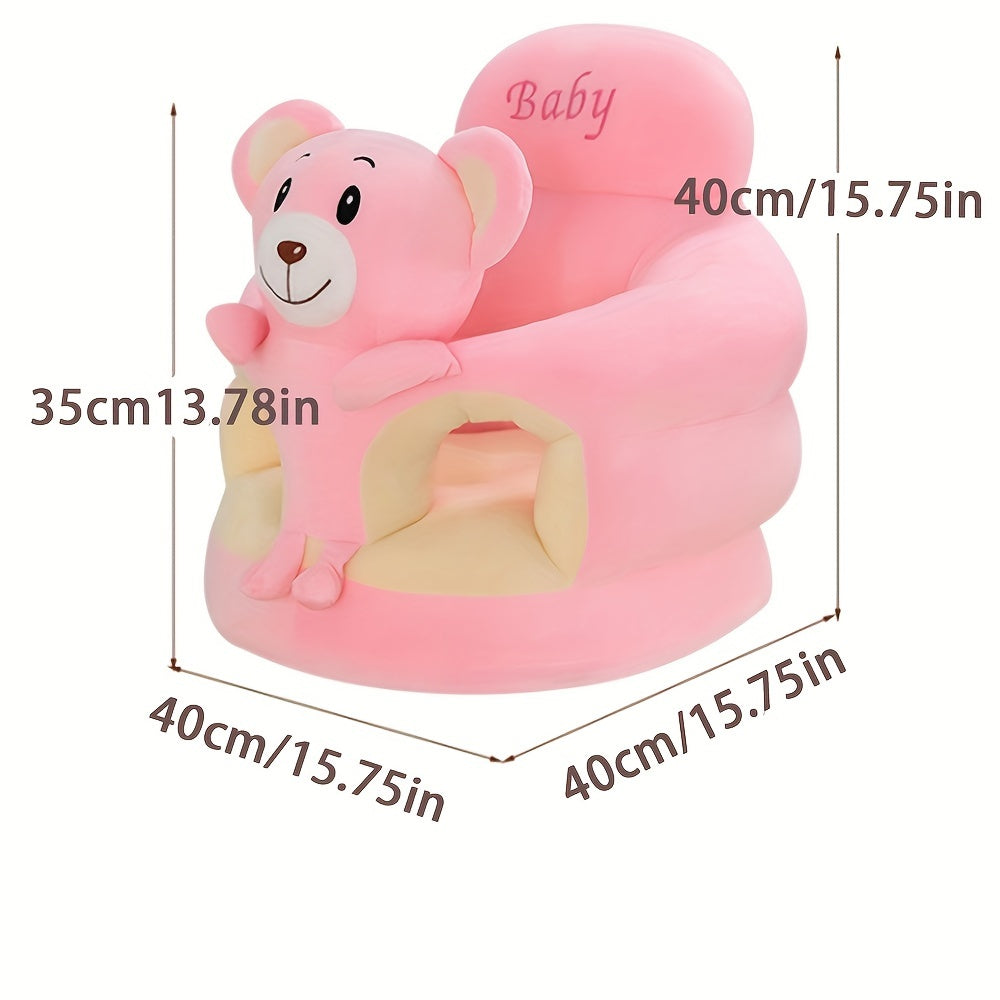 Light pink baby floor seat showing cozy cushion and secure leg holes