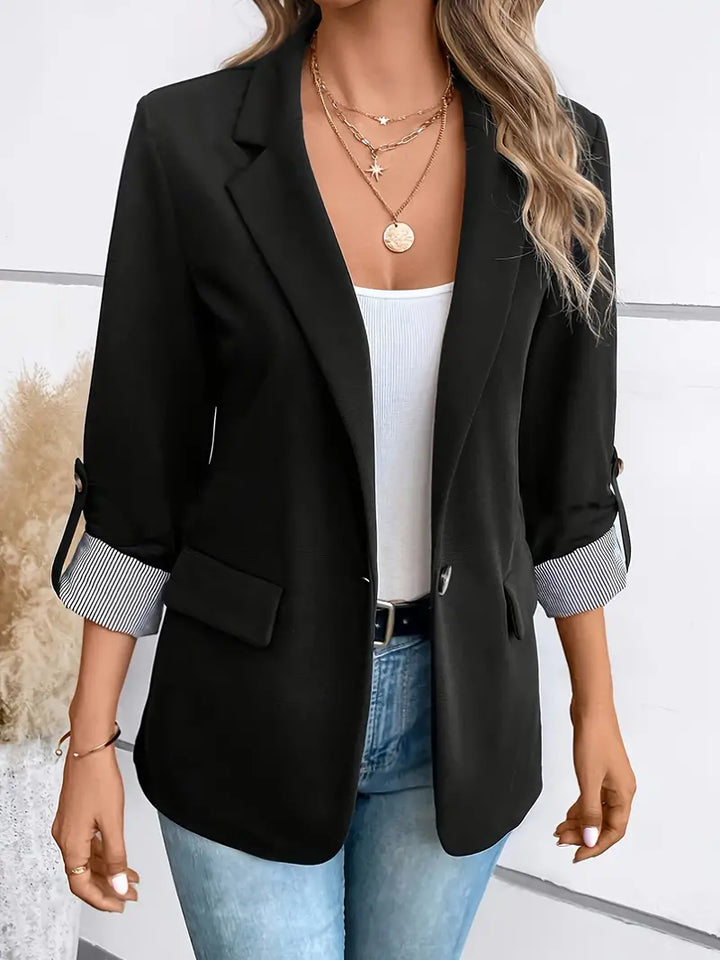 Womens fashion workwear blazer lapel detail