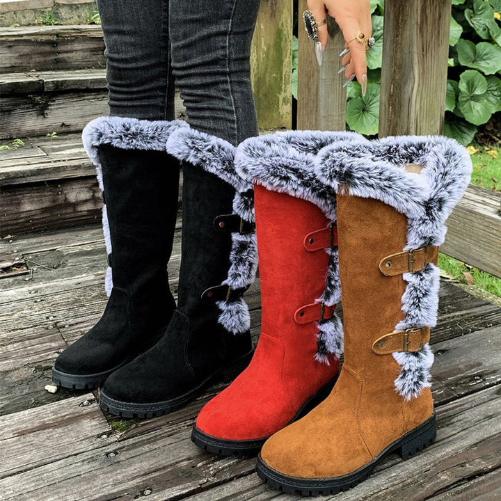 Interior fur lining visible inside the womens tall casual boots