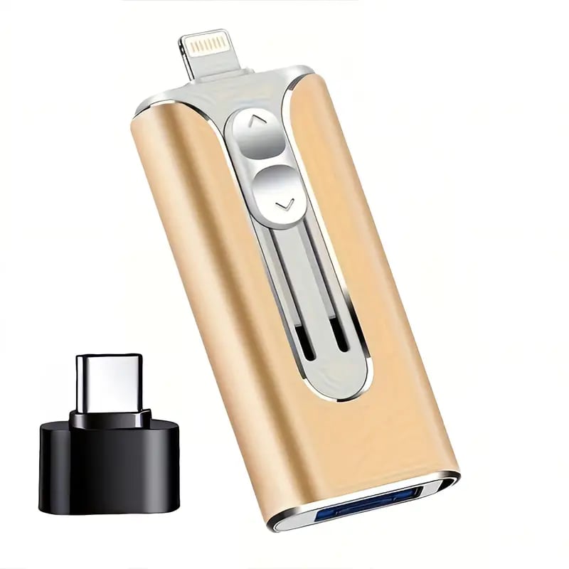 Lifestyle image of the mobile accessory plugged into a smartphone to free up internal phone storage