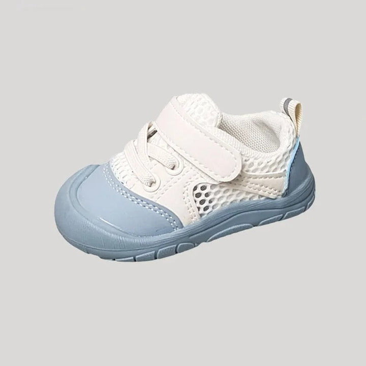 Toddler barefoot walking shoes showcasing flexible rubber sole and mesh