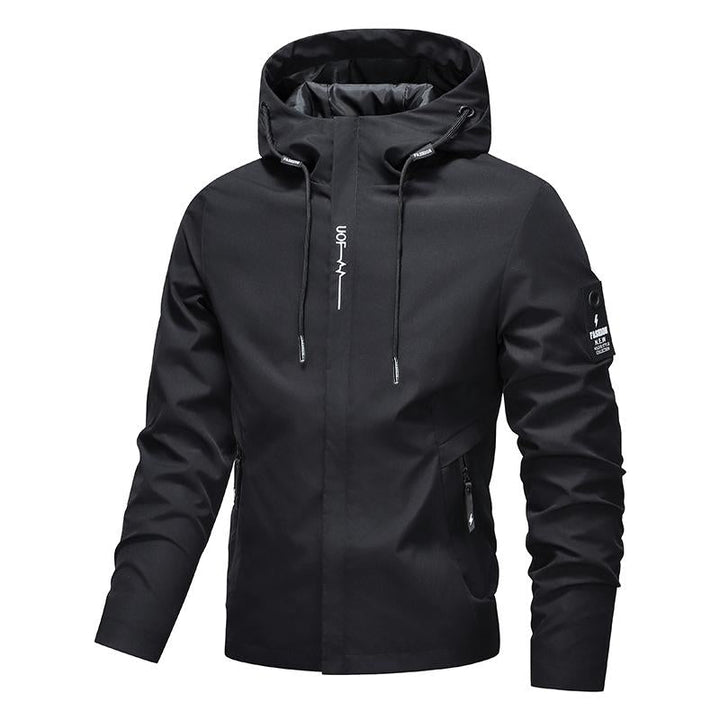Hangs display of mens outerwear hooded coat