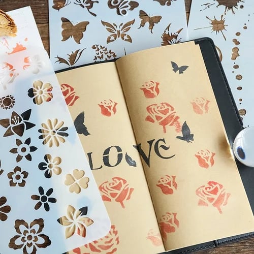 Handmade greeting card decorated with colorful floral stamps and patterns