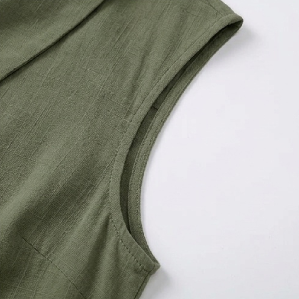 Close-up of lapel collar on lightweight summer blouse for women