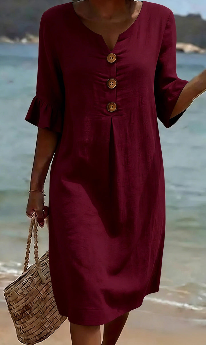 Full length shot of casual summer dress styled for warm weather