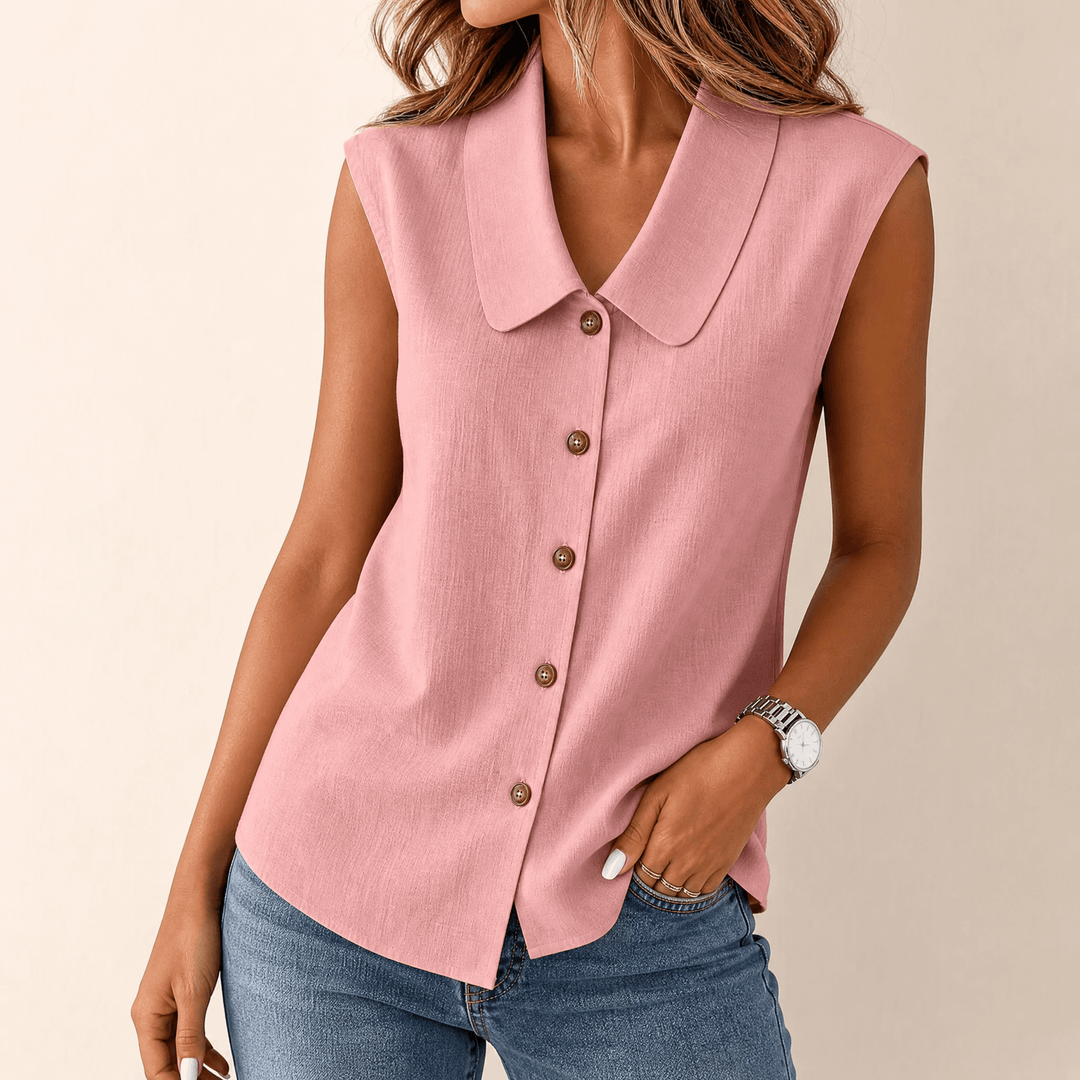 Relaxed fit showcase of airy summer blouse for women's daily wear