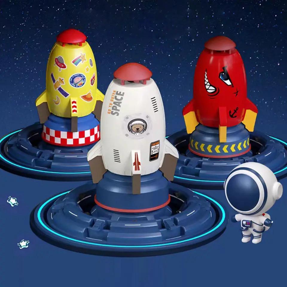 Gray, yellow, and red WaterBlast Rocket outdoor water toys displayed together