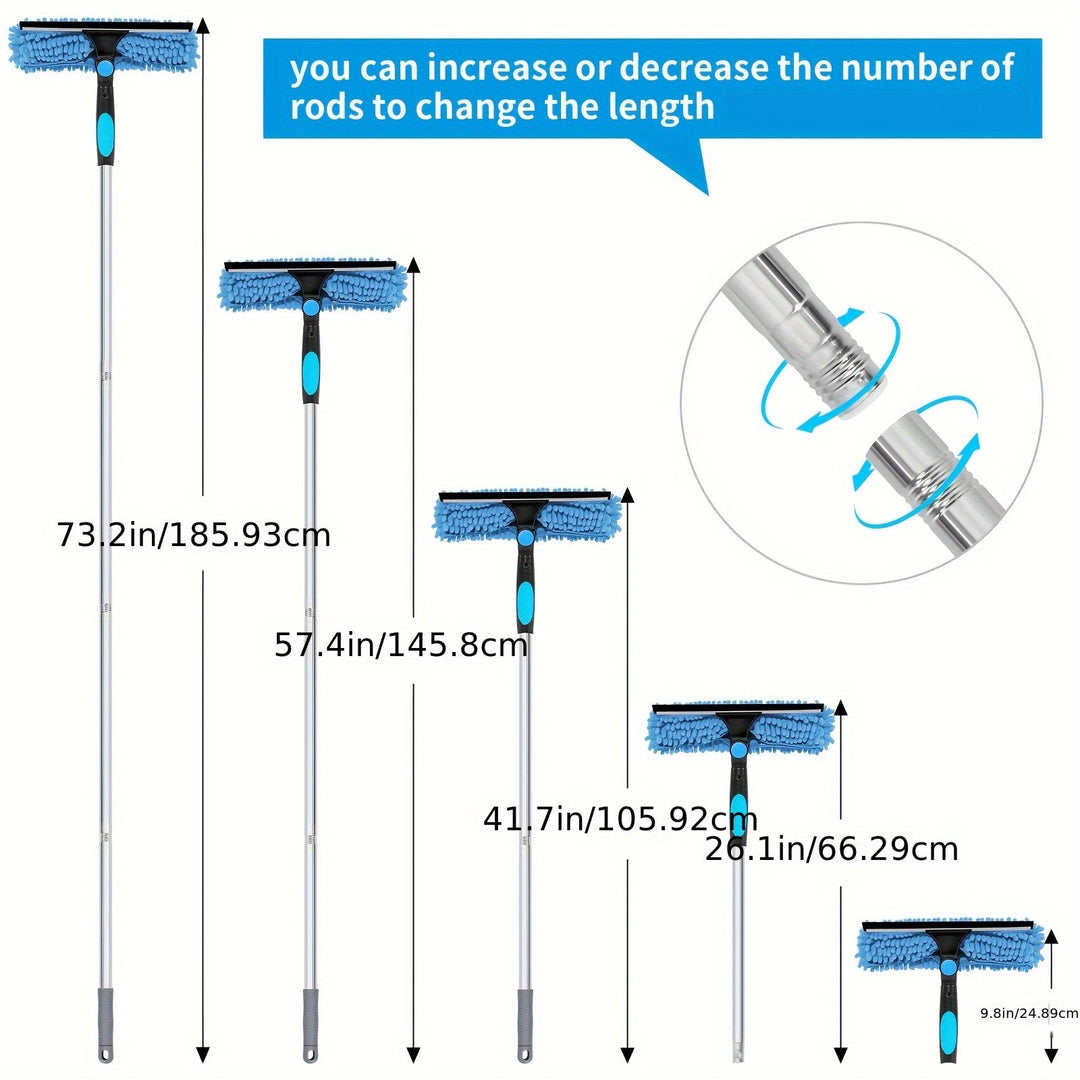 Diagram showing adjustable pole lengths from 66 cm to 185 cm
