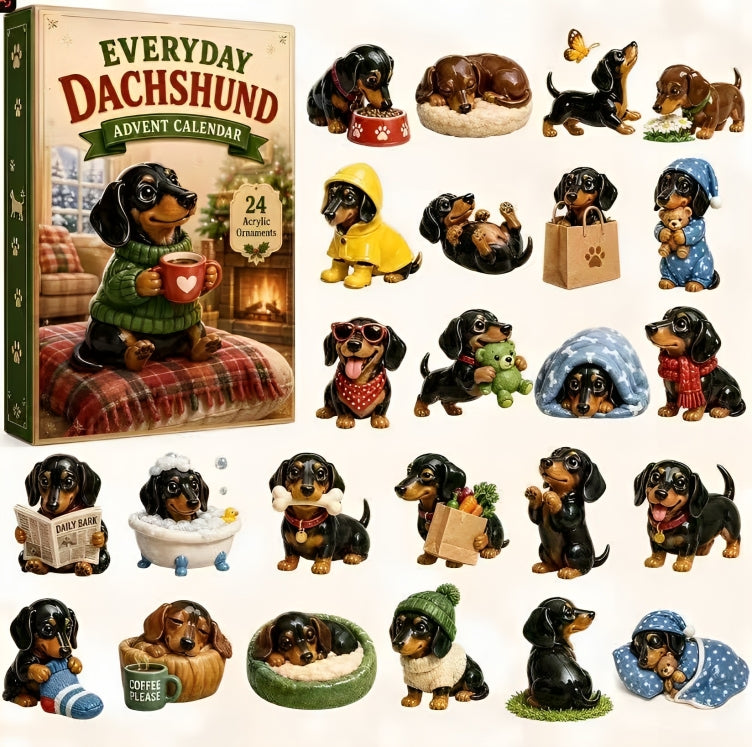 Close up of miniature dog figurines displayed as collectible holiday toys