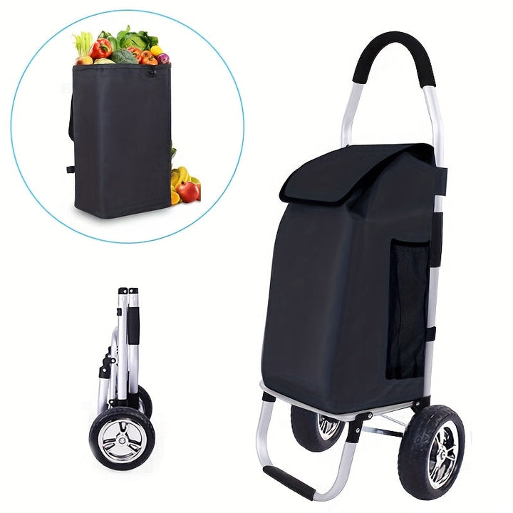 Folding utility cart featuring a telescopic handle and spacious compartment