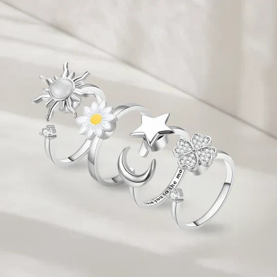 Lifestyle shot of adjustable silver fidget ring styled for daily wear