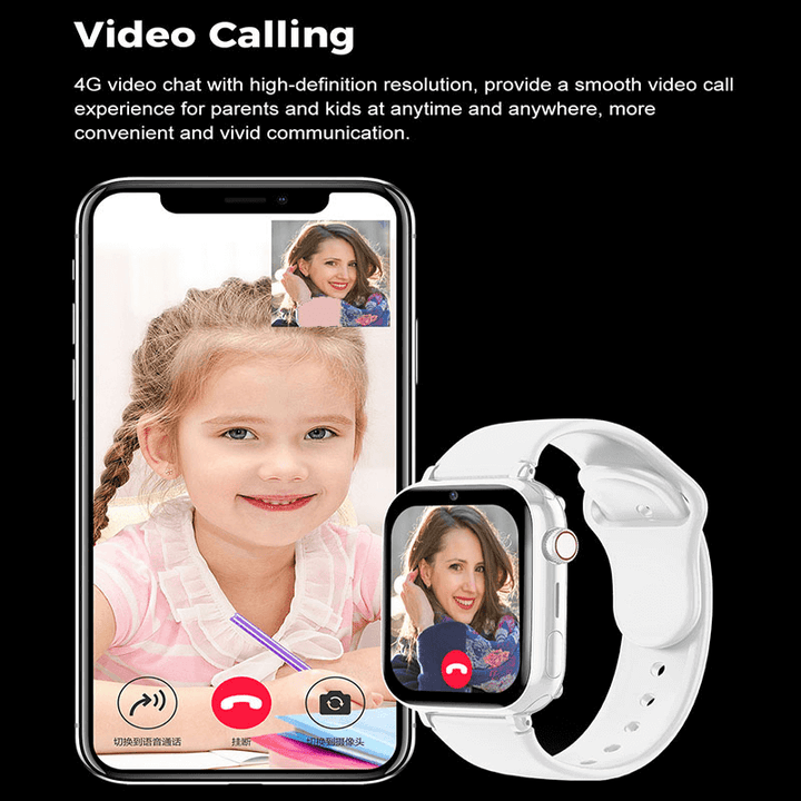 Child making a 4G video call on the safety watch