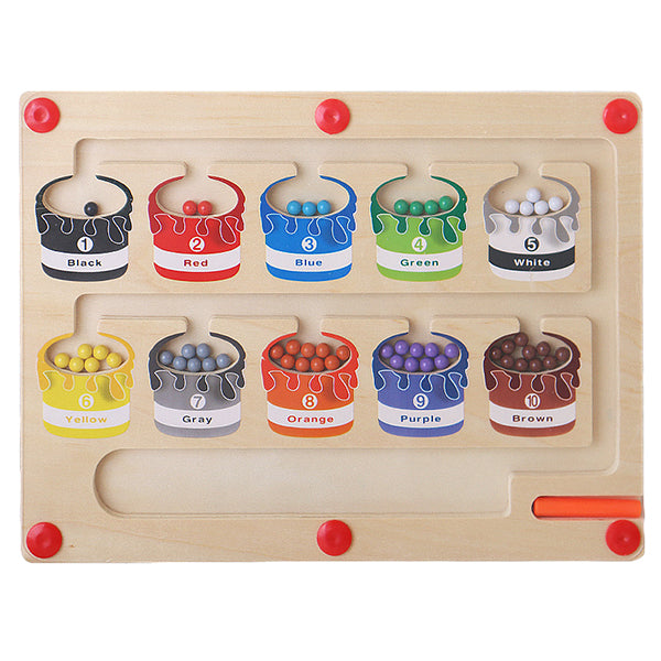 Wooden montessori educational toy with magnetic pen for fine motor skills practice