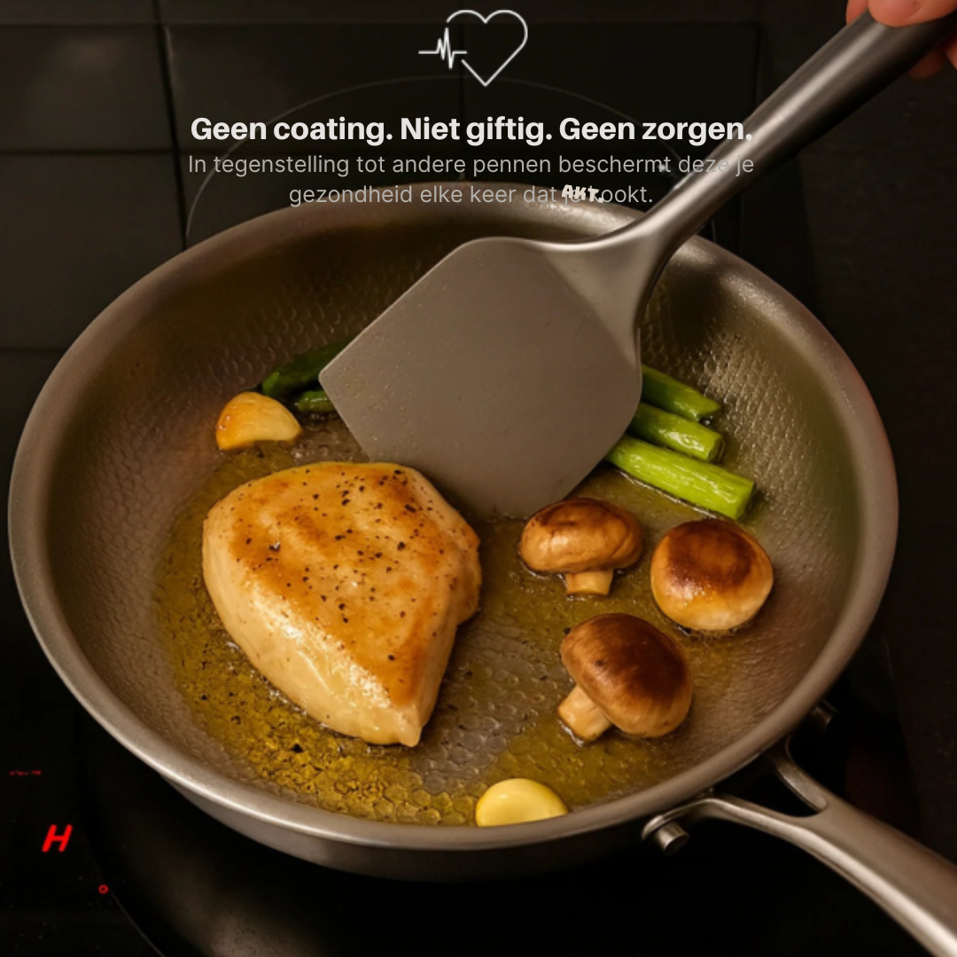 Complete kitchen set featuring titanium cookware and accessories