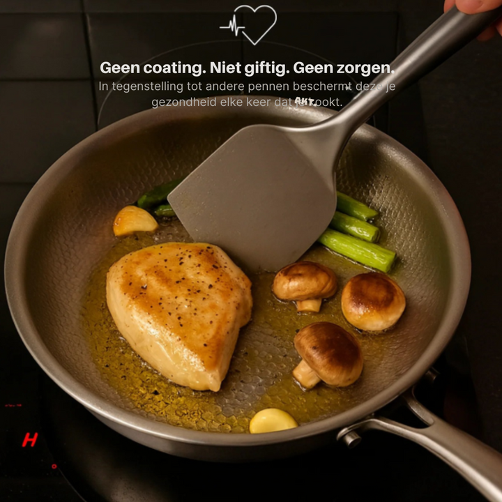 Complete kitchen set featuring titanium cookware and accessories