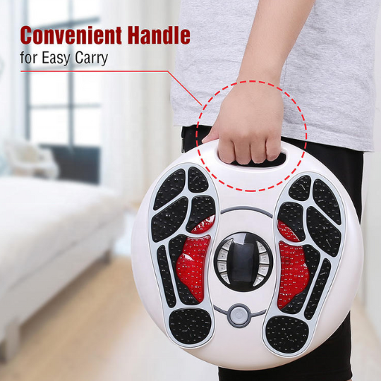 Home spa electric circulation stimulator placed on wooden floor