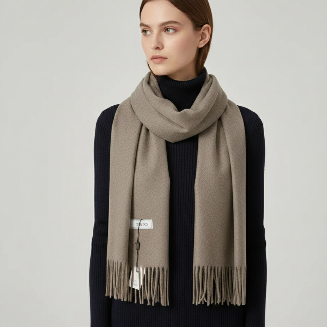 Fringed winter scarf women's cozy apparel accessory