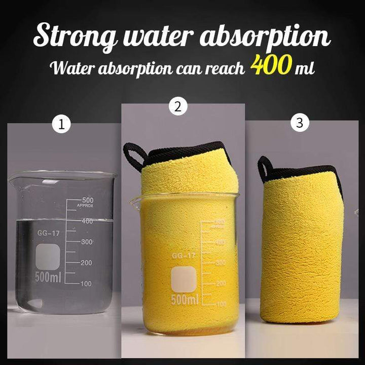 Car drying towel showing dual-sided texture for efficient auto detailing and polishing.