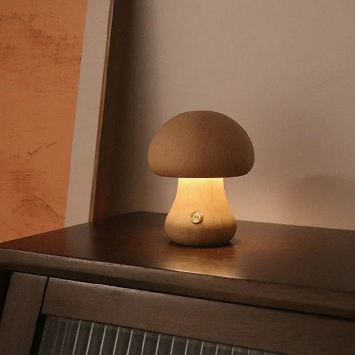 Compact wooden LED night light ideal for small bedside tables