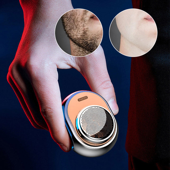 USB charging cable connected to a portable electric shaver
