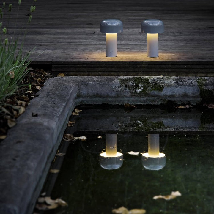 Compact desk lamp casting a warm circle of light on study books and notes