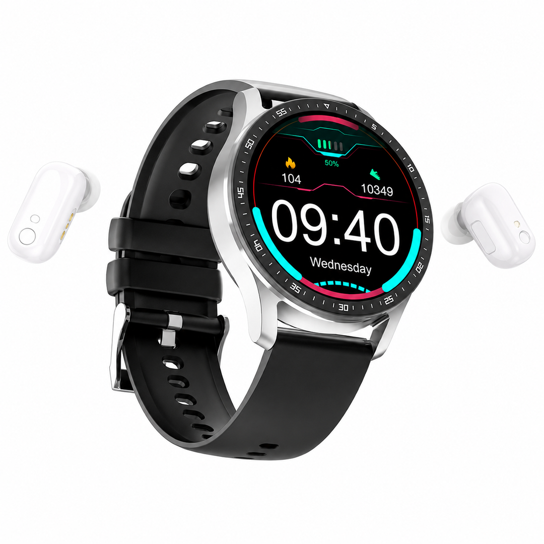 Unisex fitness tracker smartwatch in black with sports watch band and touch screen