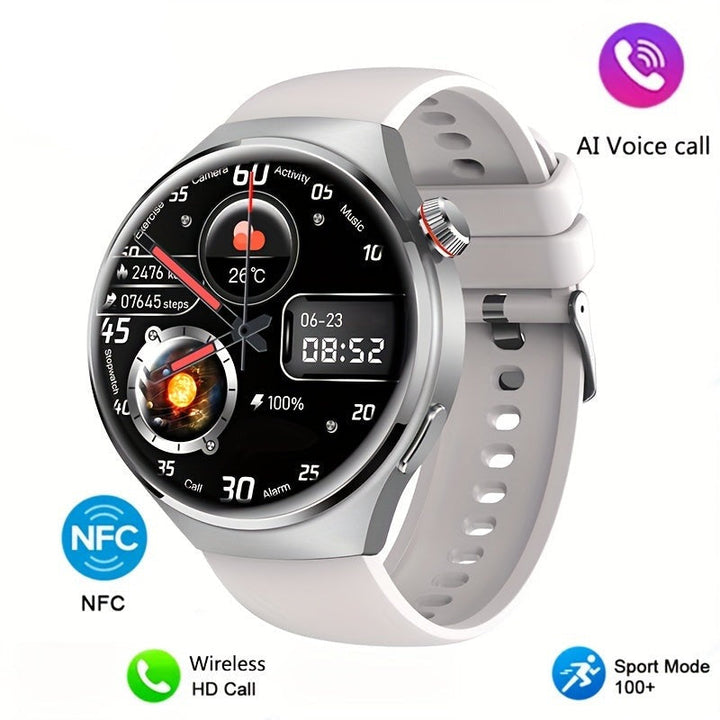 Men's silver NFC smartwatch Orion showing a classic analogue watch face