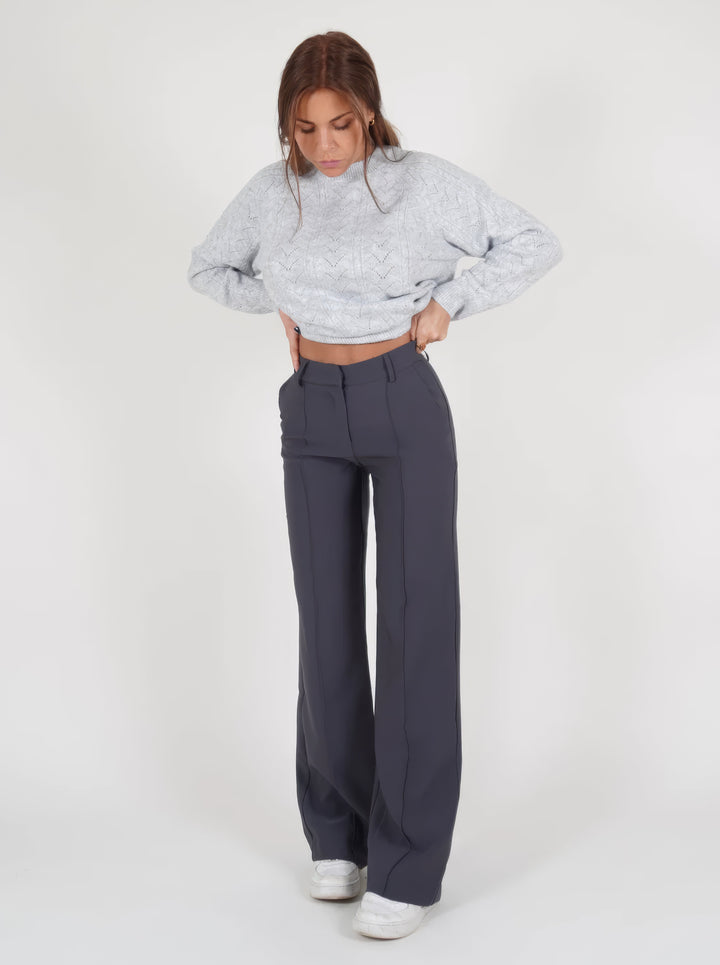 Fabric texture closeup of the women's casual wear trousers