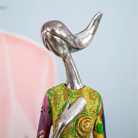 Close-up view of the resin ornament highlighting its unique abstract art design