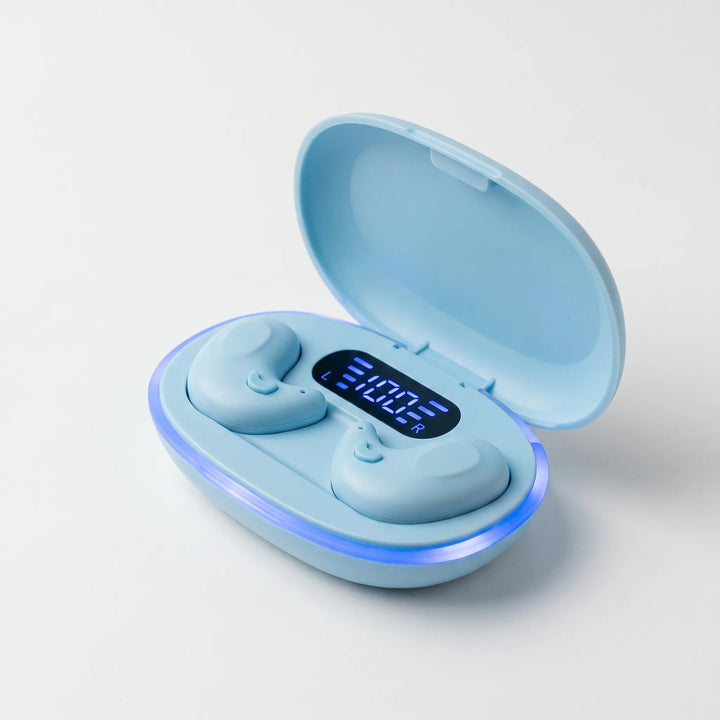 Side profile of an in-ear headphone showing ergonomic design for travel