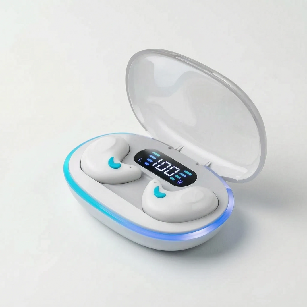 Close-up of noise-cancelling headphones displaying touch controls