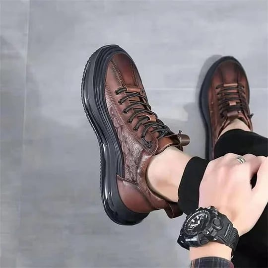 Comfortable brown walking shoes with supportive air cushion technology