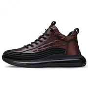 Back view of black mens trainers with supportive heel counter