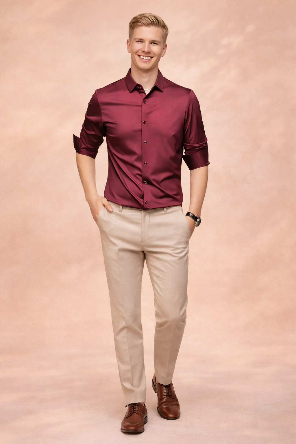 Detailed shot of cuff and sleeve stitching on a classic mens formal button-down shirt
