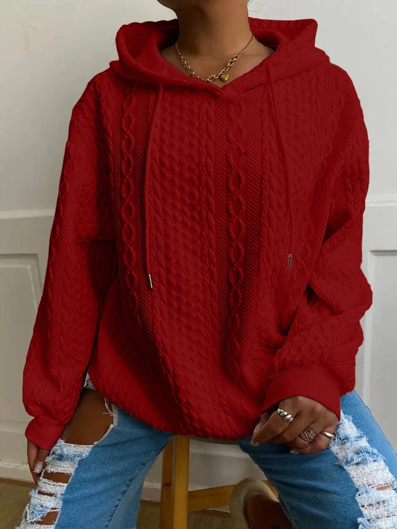 Lazielle | Women’s Cable Knit Hooded Sweater