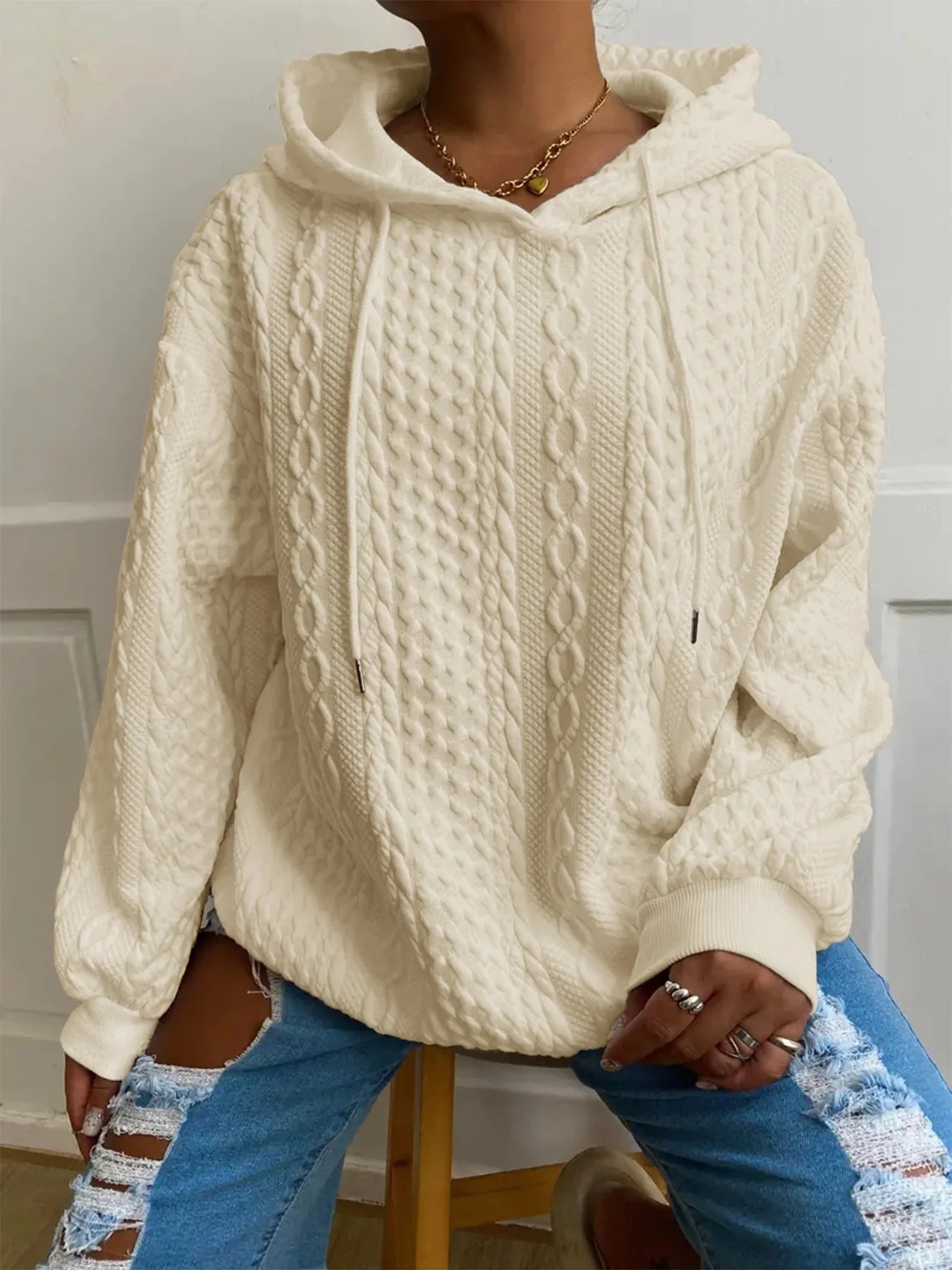 Lazielle | Women’s Cable Knit Hooded Sweater