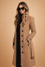 Noelle | Women’s Stand Collar Wool Blend Long Coat