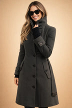 Noelle | Women’s Stand Collar Wool Blend Long Coat