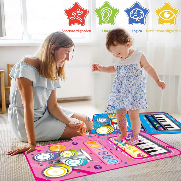 Top view of interactive educational piano dance mat for kids