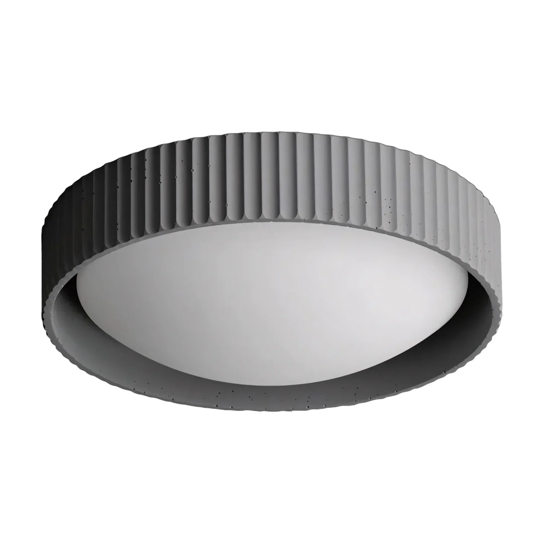 Detailed view of the LED light diffusion through the concrete fixture