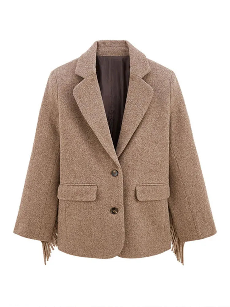 Lara | Women’s Wool Blend Tassel Blazer Jacket