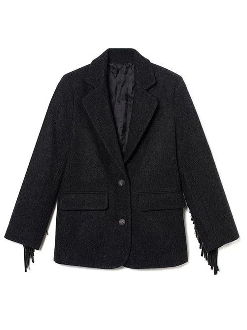Lara | Women’s Wool Blend Tassel Blazer Jacket