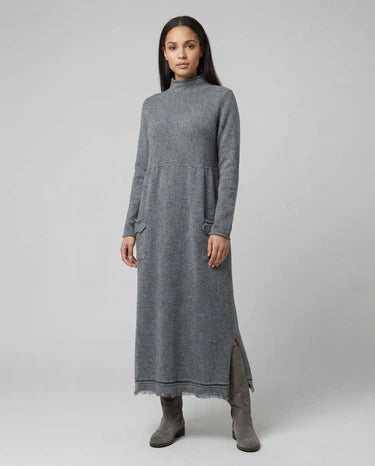 Rosalind | Women’s Gray Sweater Maxi Dress
