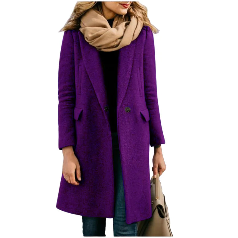 Valessia | Women’s Wool Blend Double Breasted Long Coat