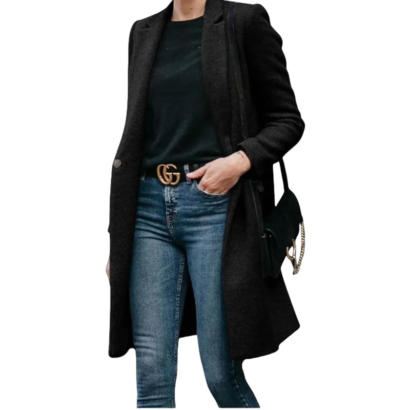 Valessia | Women’s Wool Blend Double Breasted Long Coat