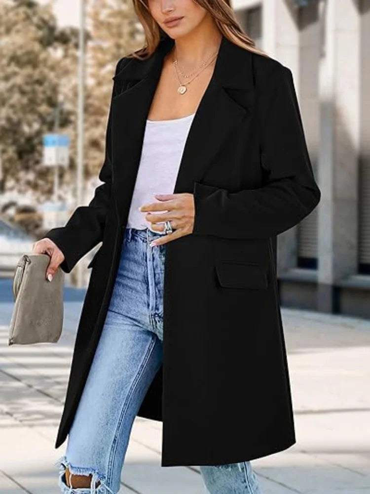 Avelora | Women’s Chic Open Front Long Trench Coat