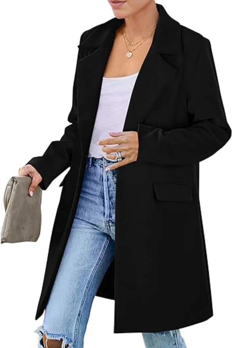 Avelora | Women’s Chic Open Front Long Trench Coat