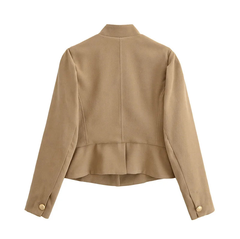 Cassidy | Women’s Puff Shoulder Button Front Blazer Jacket