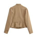 Cassidy | Women’s Puff Shoulder Button Front Blazer Jacket